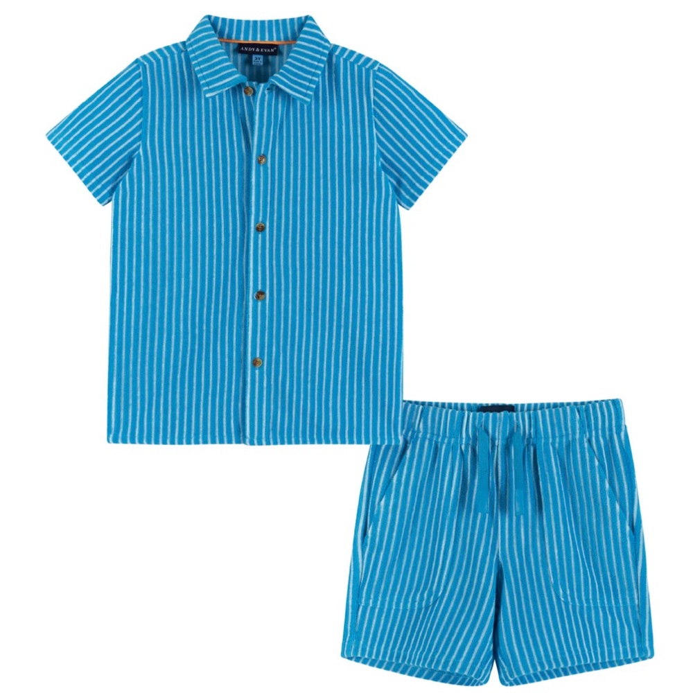 Kids Cabana Set | Aqua French Terry Stripe size 4T